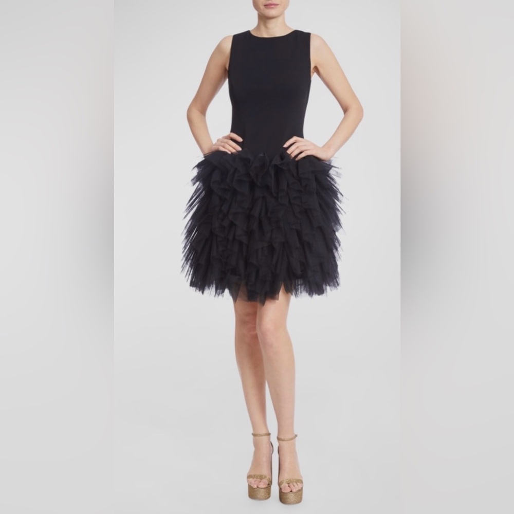 Badgley Mischka Dress NWOT Prom Evening Wedding Guest Pageant Sz 8 Tulle Ruffle